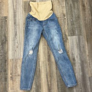 Indigo Blue Secret Fit Belly Super Stretch Skinny Maternity Jeans Sz Small EUC